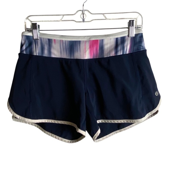 Lululemon Size 4 Turbo Run Shorts Navy Blue Pull On Activewear Gym Yoga - Picture 1 of 8